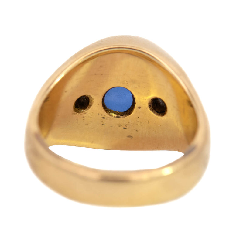 Vintage 18k Gold GIA Certified No Heat Ceylon Star Sapphire + Diamond Gypsy Ring