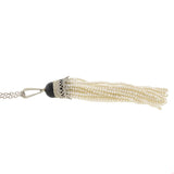 Art Deco 14kt Onyx & Seed Pearl Tassel Necklace
