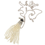 Art Deco 14kt Onyx & Seed Pearl Tassel Necklace