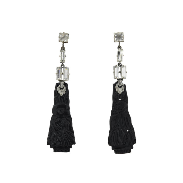 Art Deco Sterling Bakelite + Rhinestone Earring + Necklace Set