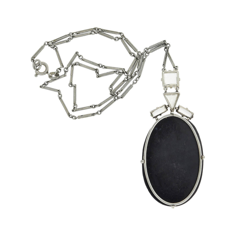 Art Deco Sterling Bakelite + Rhinestone Earring + Necklace Set