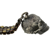 Victorian Mixed Metals Shakudo Chain + Skull Locket Fob Necklace 20.25"