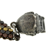 Victorian Mixed Metals Shakudo Chain + Skull Locket Fob Necklace 20.25"