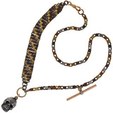Victorian Mixed Metals Shakudo Chain + Skull Locket Fob Necklace 20.25"