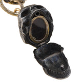Victorian Mixed Metals Shakudo Chain + Skull Locket Fob Necklace 20.25"