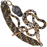 Victorian Mixed Metals Shakudo Chain + Skull Locket Fob Necklace 20.25"
