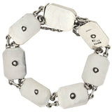 POTTER & MELLEN Art Deco Sterling Silver Onyx + Moonstone Link Bracelet