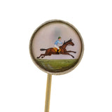 BIRKS Art Deco Platinum/18kt Reverse Carved Crystal Equestrian Stick Pin