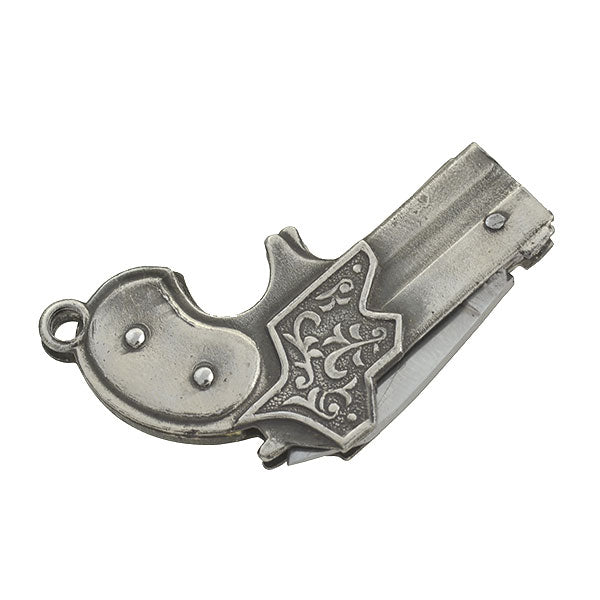 Victorian Silver Plated Pistol Pocketknife Fob