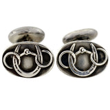 Late Victorian Sterling Horseshoe & Horse Bit Motif Cufflinks