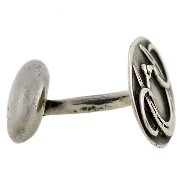 Late Victorian Sterling Horseshoe & Horse Bit Motif Cufflinks