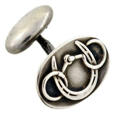 Late Victorian Sterling Horseshoe & Horse Bit Motif Cufflinks