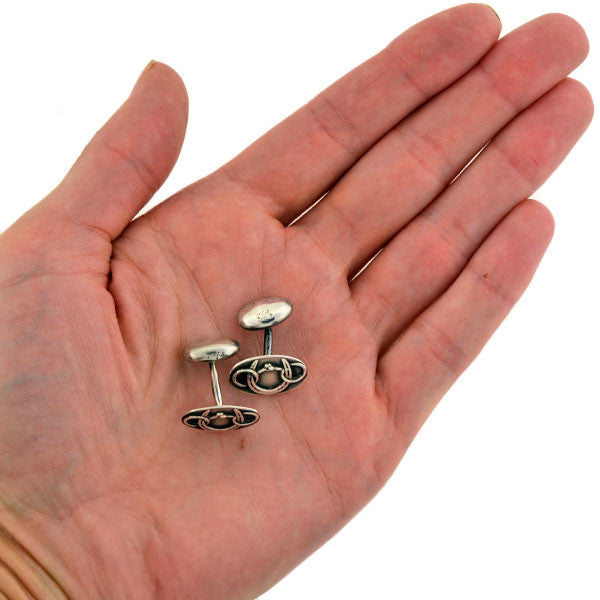 Late Victorian Sterling Horseshoe & Horse Bit Motif Cufflinks
