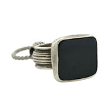 Victorian Sterling Silver Onyx Seal Fob