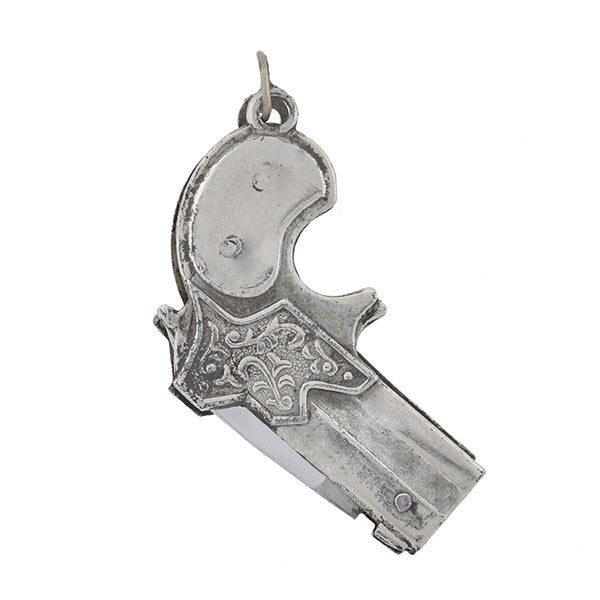 Victorian Silver Plated Pistol Pocketknife Fob