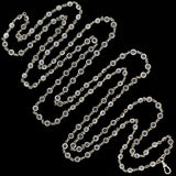 Art Deco Silver + French Paste Chain Necklace 62"