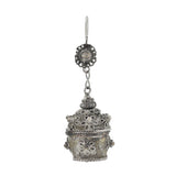 Art Deco Chinese Silver Plated Vinaigrette Basket Earrings
