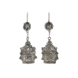 Art Deco Chinese Silver Plated Vinaigrette Basket Earrings