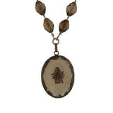 Victorian Carved Smoky Topaz Beetle Pendant Necklace
