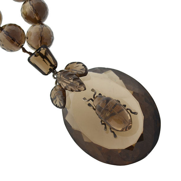Victorian Smoky Topaz Quartz Beetle Necklace