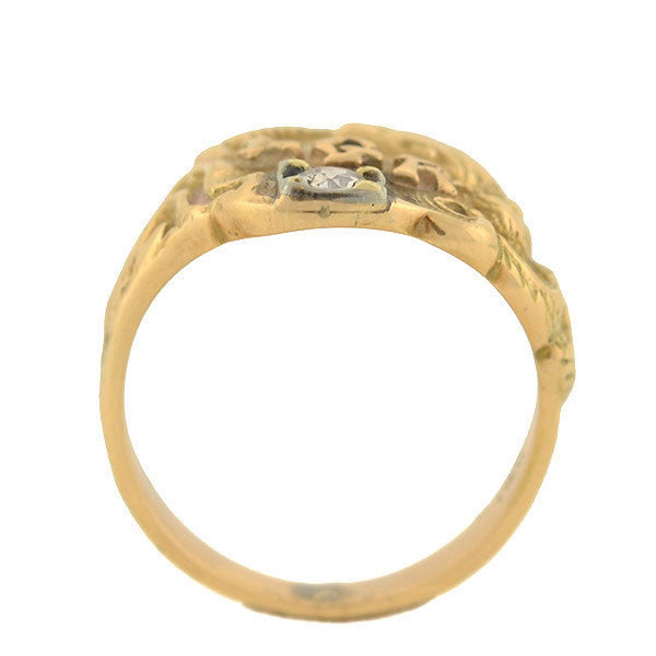 Late Victorian 14kt & Diamond Cigar Band Snake Ring