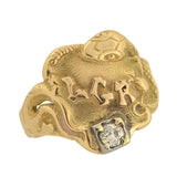 Late Victorian 14kt & Diamond Cigar Band Snake Ring