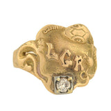 Late Victorian 14kt & Diamond Cigar Band Snake Ring
