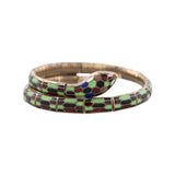 Art Deco Gold Filled Enameled Flexible Wrap-Around Snake Bracelet
