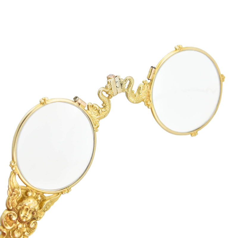 Art Nouveau 14kt Expandable Lorgnette Glasses