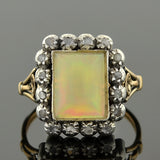 Victorian 18kt Sterling Opal & Rose Cut Diamond Ring