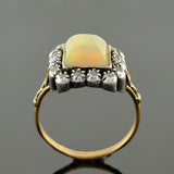 Victorian 18kt Sterling Opal & Rose Cut Diamond Ring