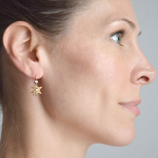 Victorian Petite 14kt Diamond Star Earrings