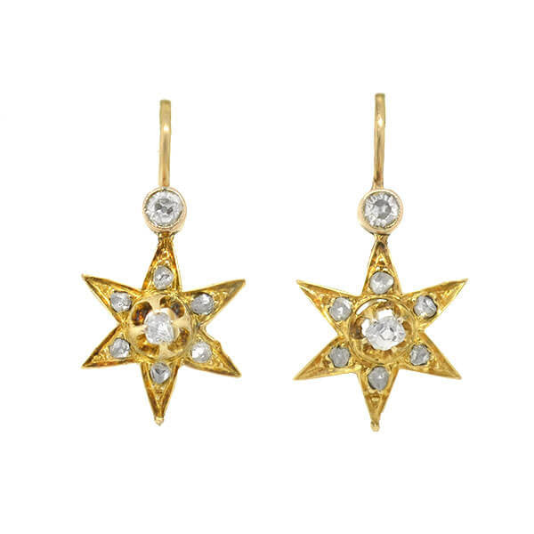 Victorian Petite 14kt Diamond Star Earrings