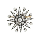 Victorian 15kt/Sterling Topped Diamond Starburst Pin/Pendant 3.0ctw