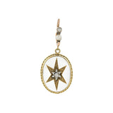Victorian 15kt Rock Crystal, Diamond + Pearl Star Motif Earrings