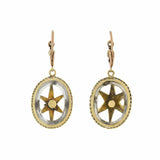 Victorian 15kt Rock Crystal, Diamond + Pearl Star Motif Earrings