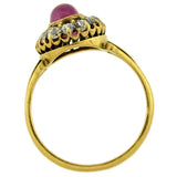 Victorian 18kt Pink Star Sapphire & Diamond Cluster Ring 0.95ct
