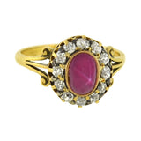 Victorian 18kt Pink Star Sapphire & Diamond Cluster Ring 0.95ct