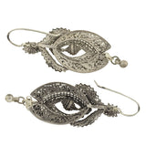 Victorian Dramatic Sterling Canetille Filigree Wirework Earrings
