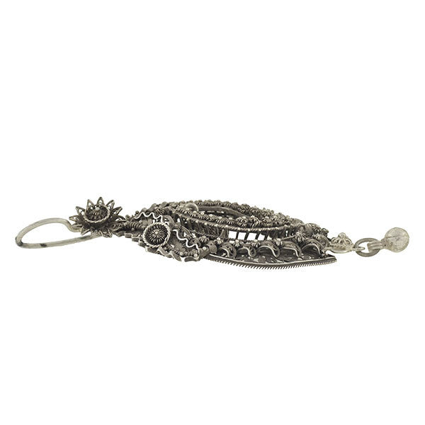 Victorian Dramatic Sterling Canetille Filigree Wirework Earrings