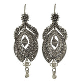Victorian Dramatic Sterling Canetille Filigree Wirework Earrings