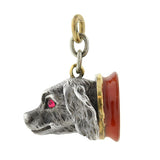 Victorian Sterling & Gold Carnelian Figural Dog Fob