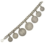 Late Victorian Antique Silver Coin Compilation Bracelet