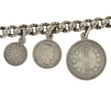 Late Victorian Antique Silver Coin Compilation Bracelet