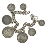 Late Victorian Antique Silver Coin Compilation Bracelet