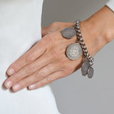 Late Victorian Antique Silver Coin Compilation Bracelet