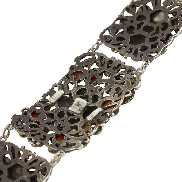 Arts & Crafts Era Sterling & Natural Coral Bracelet