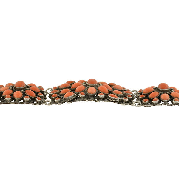Arts & Crafts Era Sterling & Natural Coral Bracelet