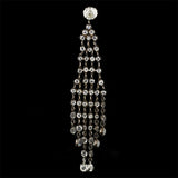 Art Deco Silver & Crystal Long Chandelier Earrings
