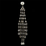Art Deco Silver & Crystal Long Chandelier Earrings